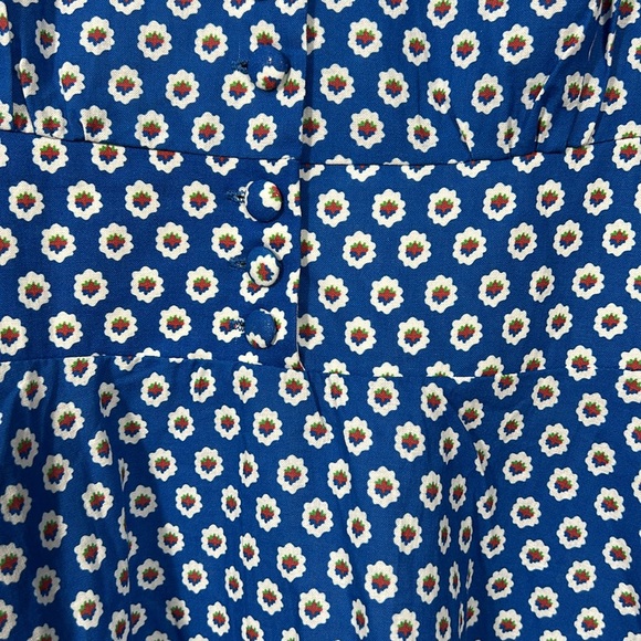 Japanese Fit and Flare Blue Floral A- line Midi Sleeveless Dress size S - Picture 17 of 17